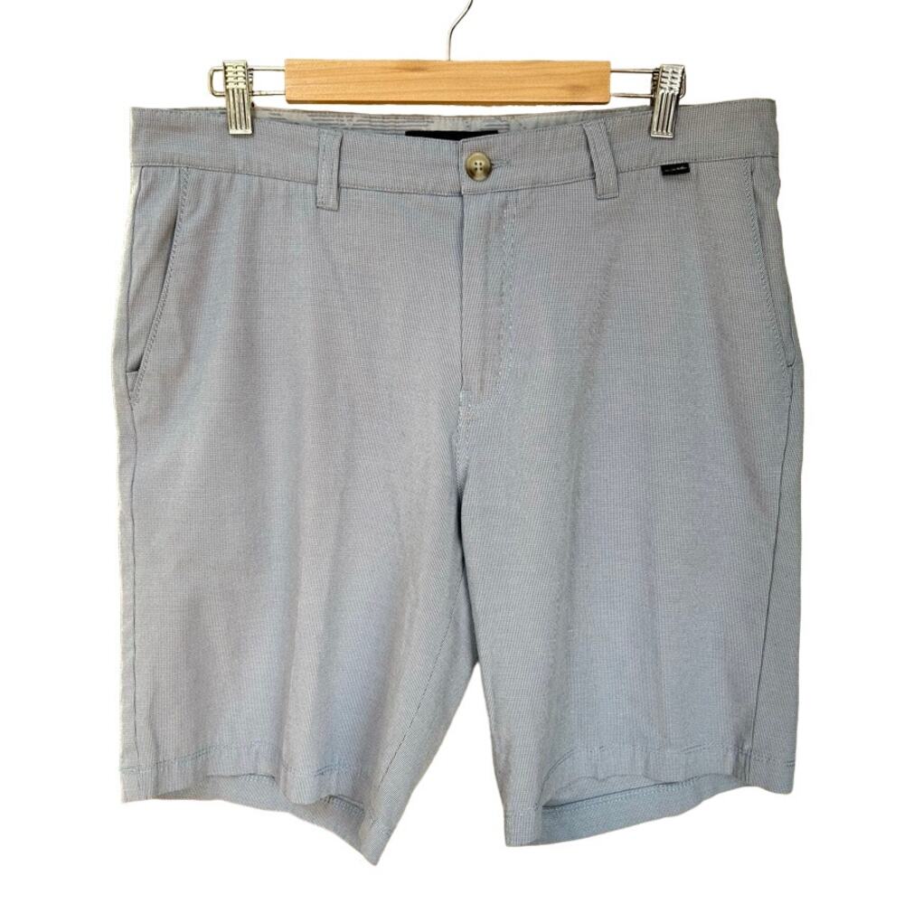 Travis Mathew Men's Blue Micro Gingham Casual Shorts Sz 36